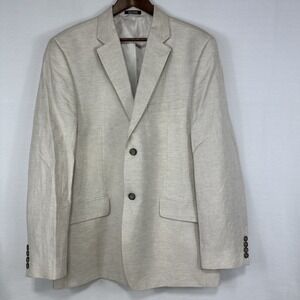 Claiborne Mens 44R Linen Blend‎ Sport Coat Suit Jacket Blazer Lined